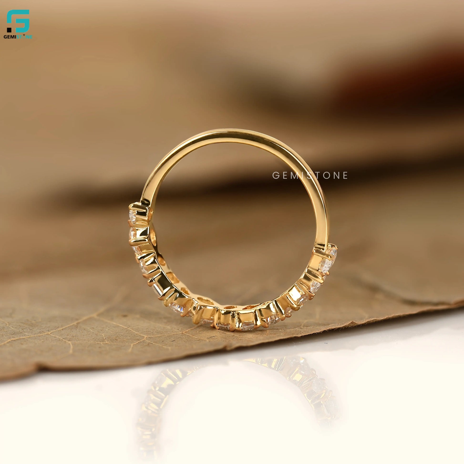 Multi Shape Half Eternity Lab Diamond Engagement Band