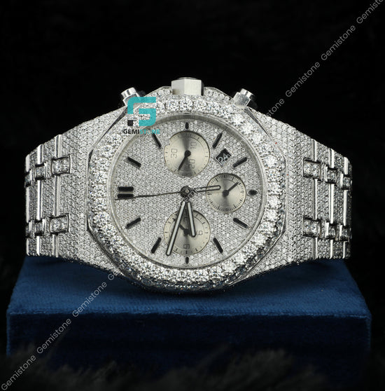 Fully Studded Royal Oak Chronograph Iced Diamond Watch For Men
