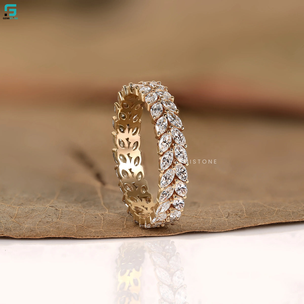 Nature Inspired Lab Grown Diamond Wedding Band For Women
