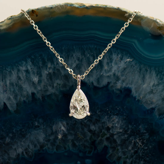 1 Carat Pear Cut Moissanite Diamond Pendant For Women