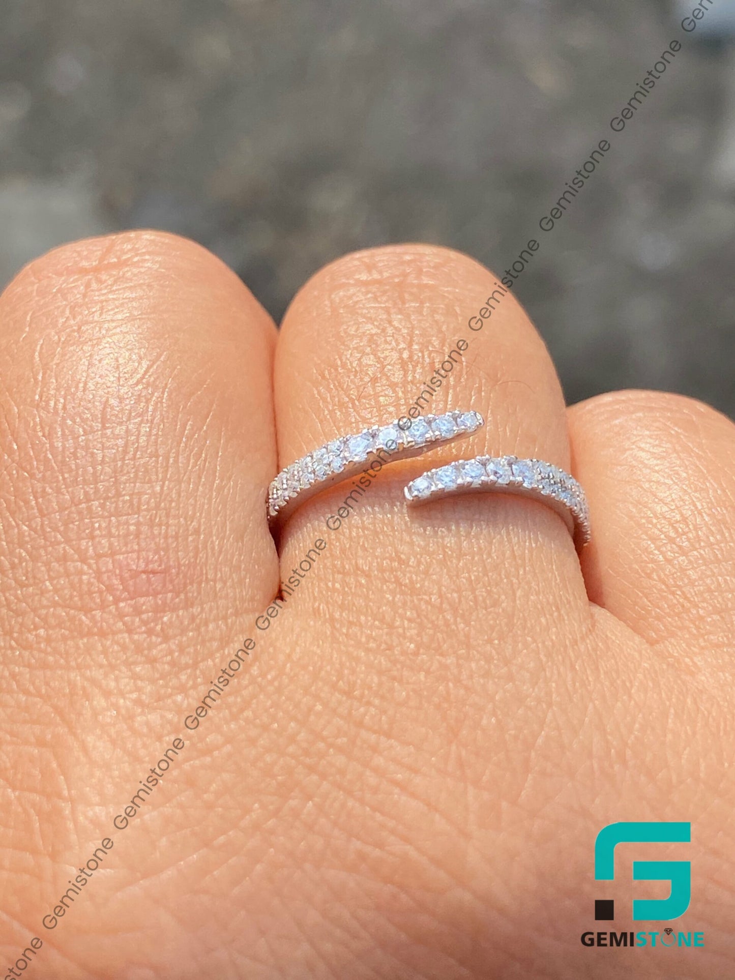 Round Cut Moissanite Open Cuff Wedding Band | Wrap Open Diamond Ring