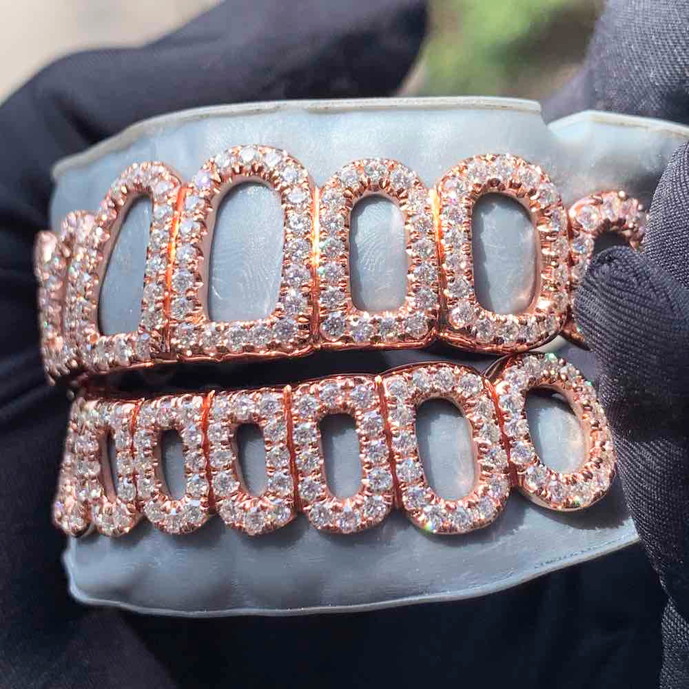 8 on 8 925 Sterling Silver Moissanite Diamond Open Face Grill