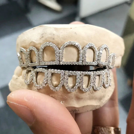 Custom Windows Open Face Diamond Grillz 925 Silver