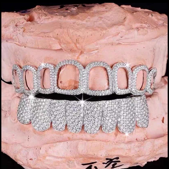 Unique Style Top Face Grillz & Bottom Moissanite Diamond Grillz Teeth