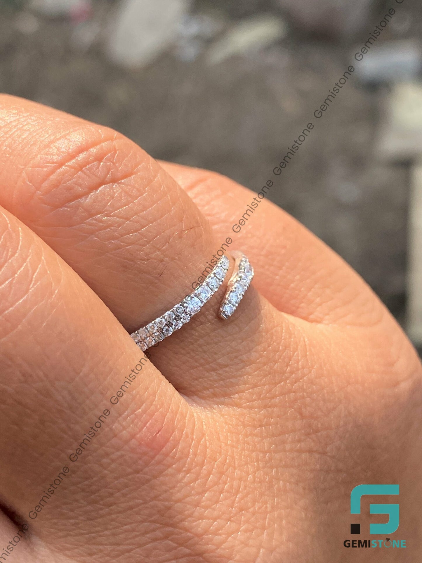 Round Cut Moissanite Open Cuff Wedding Band | Wrap Open Diamond Ring