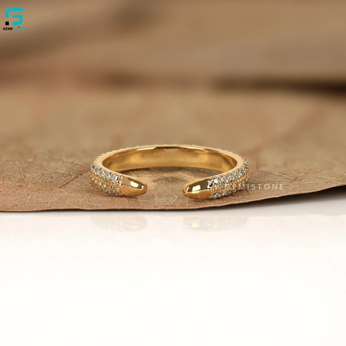 Open Cuff Round Lab Diamond Wedding Band 