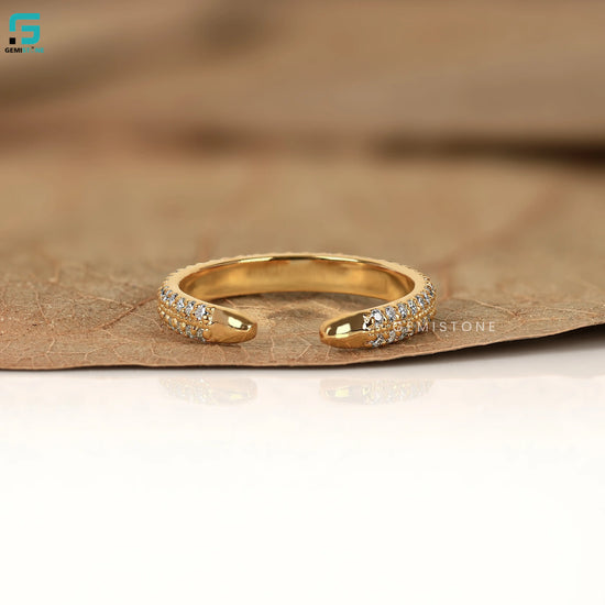 Open Cuff Round Lab Diamond Wedding Band 