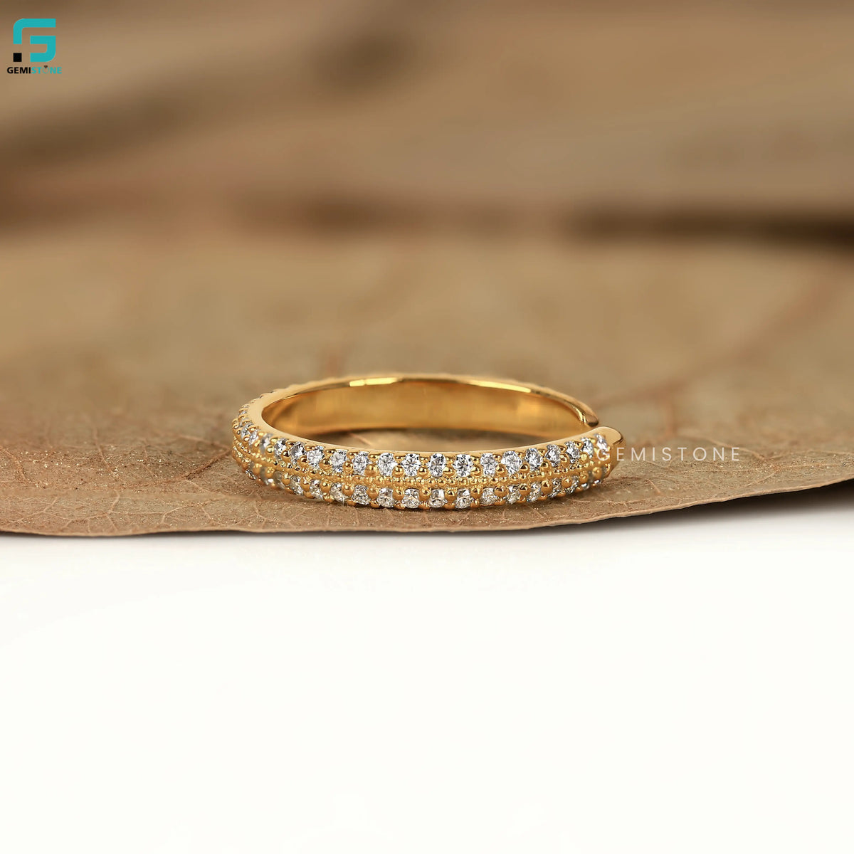 Open Cuff Round Lab Diamond Wedding Band For Women