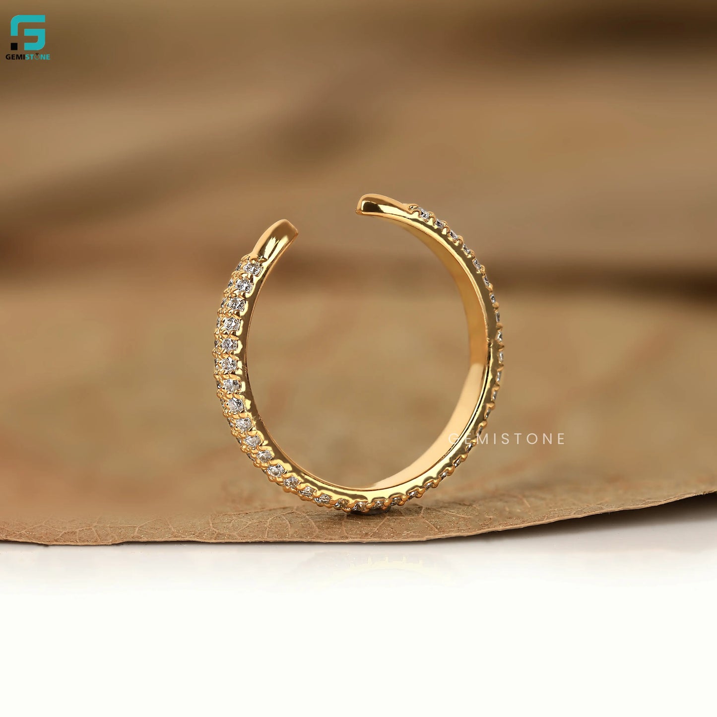 Open Cuff Round Lab Grown Diamond Wedding Band 