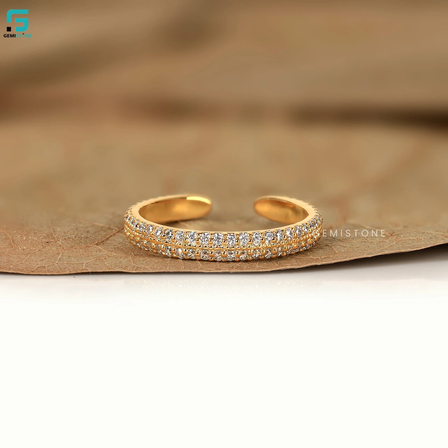 Open Cuff Round Lab Grown Diamond Wedding Band For Women