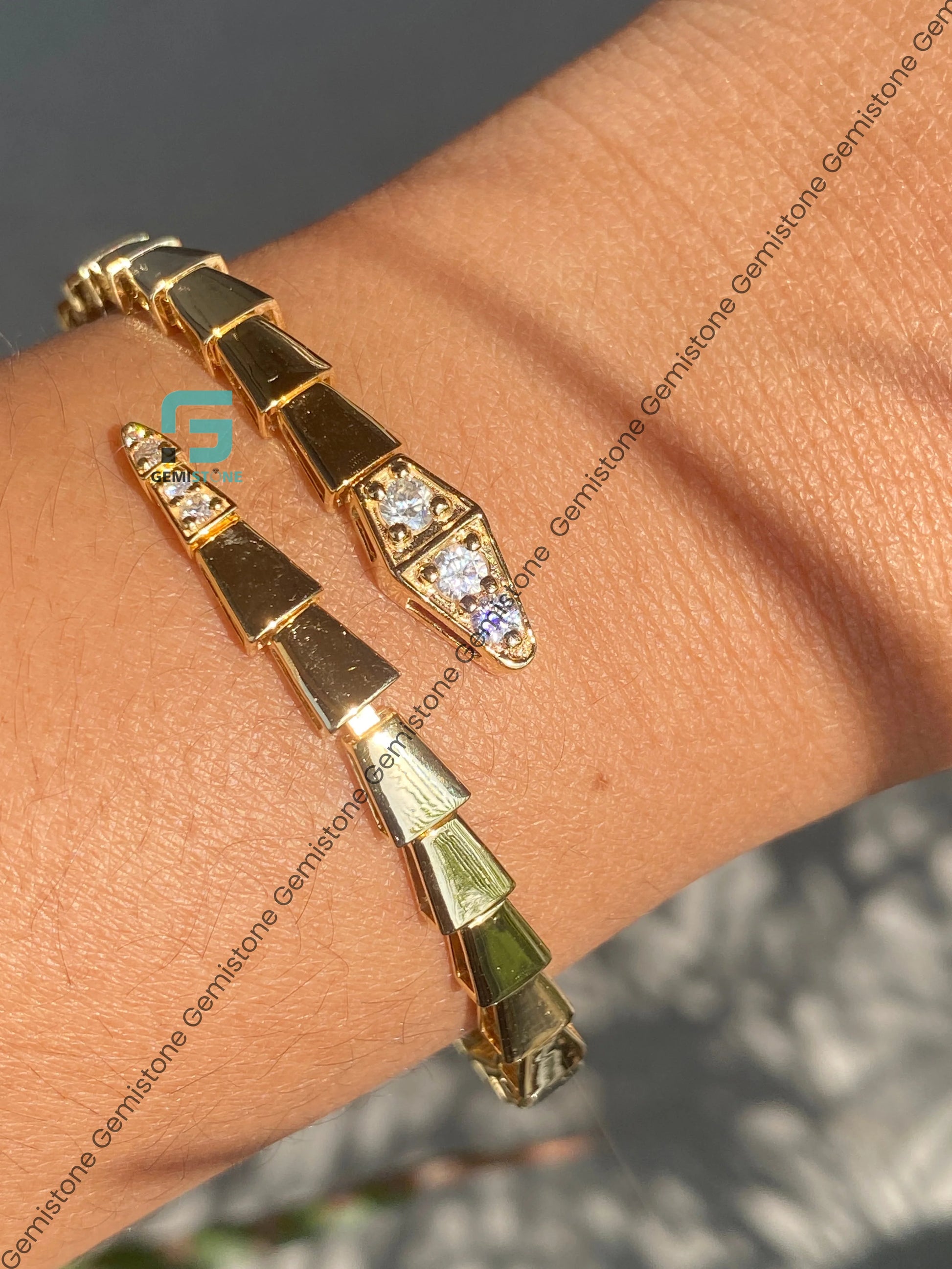Open Cuff Snake Moissanite Bracelet