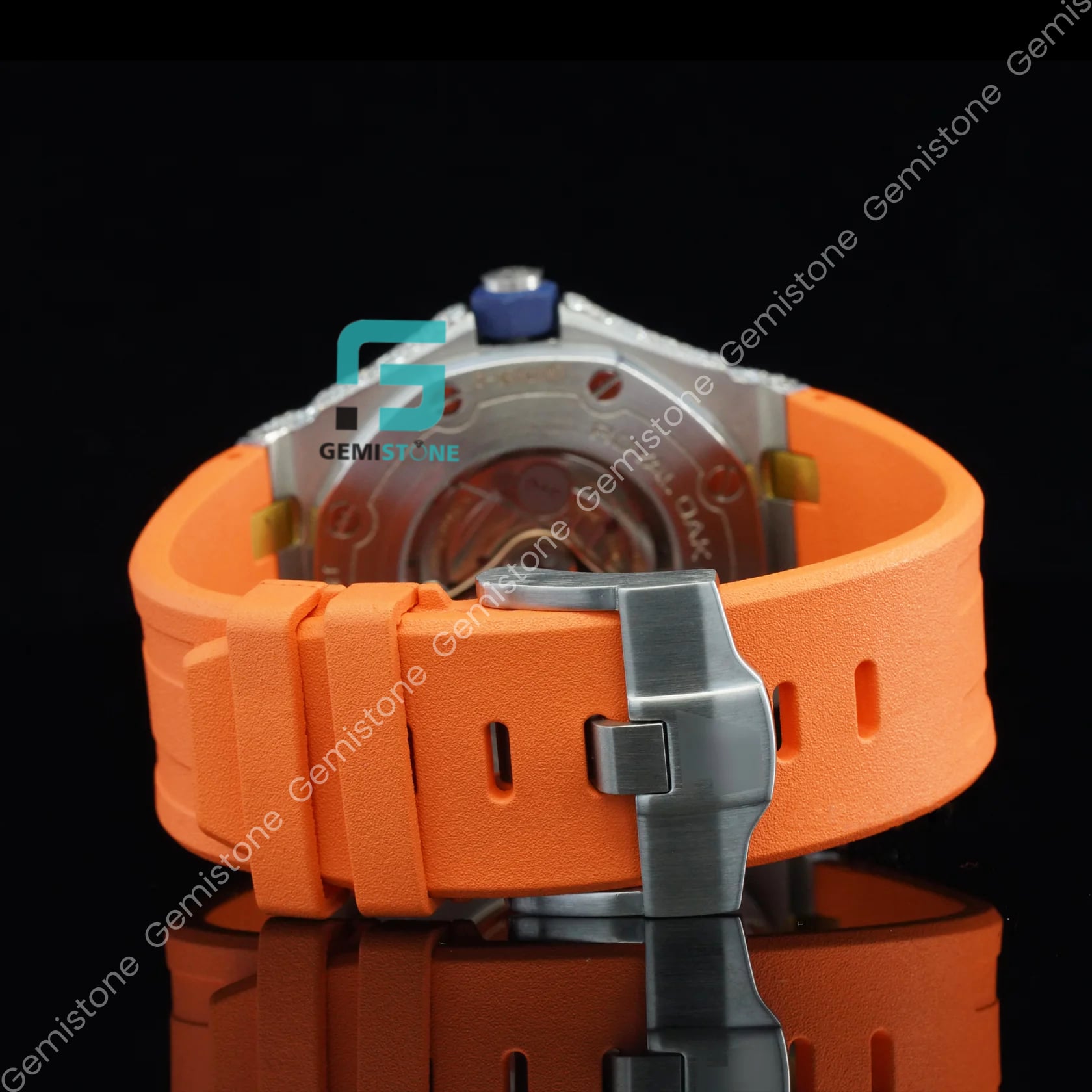 Orange-Moissanite-Dial-Bezel-Watch