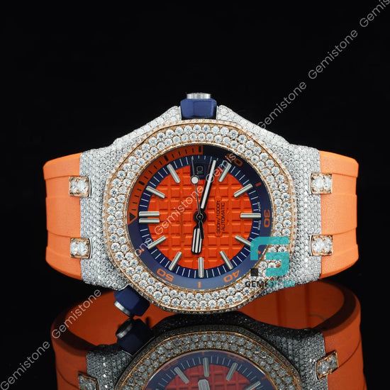 Orange-Straps-Moissanite-Watch-For-Men