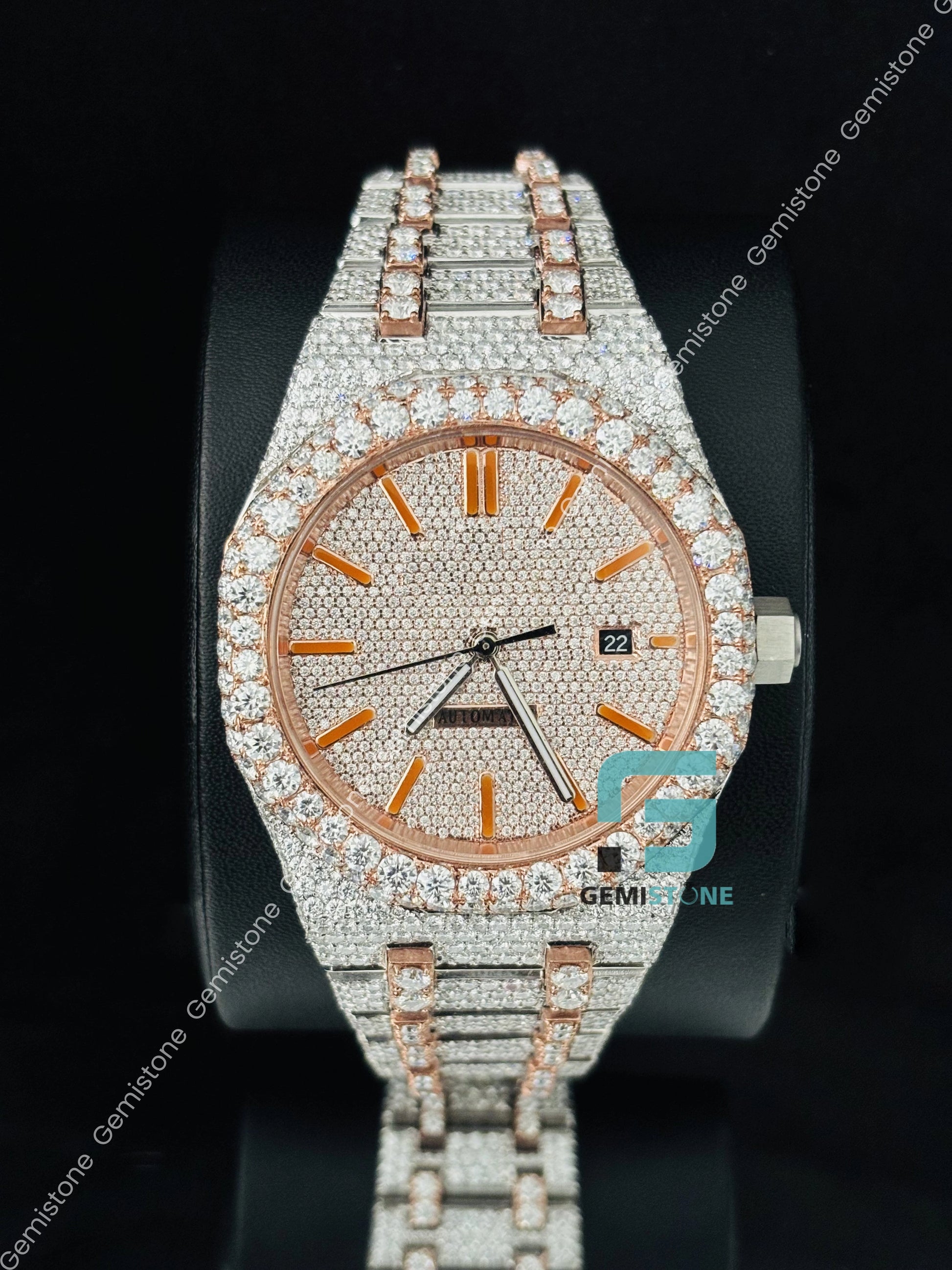 Orange Bar Moissanite Iced Out Hip Hop Watch