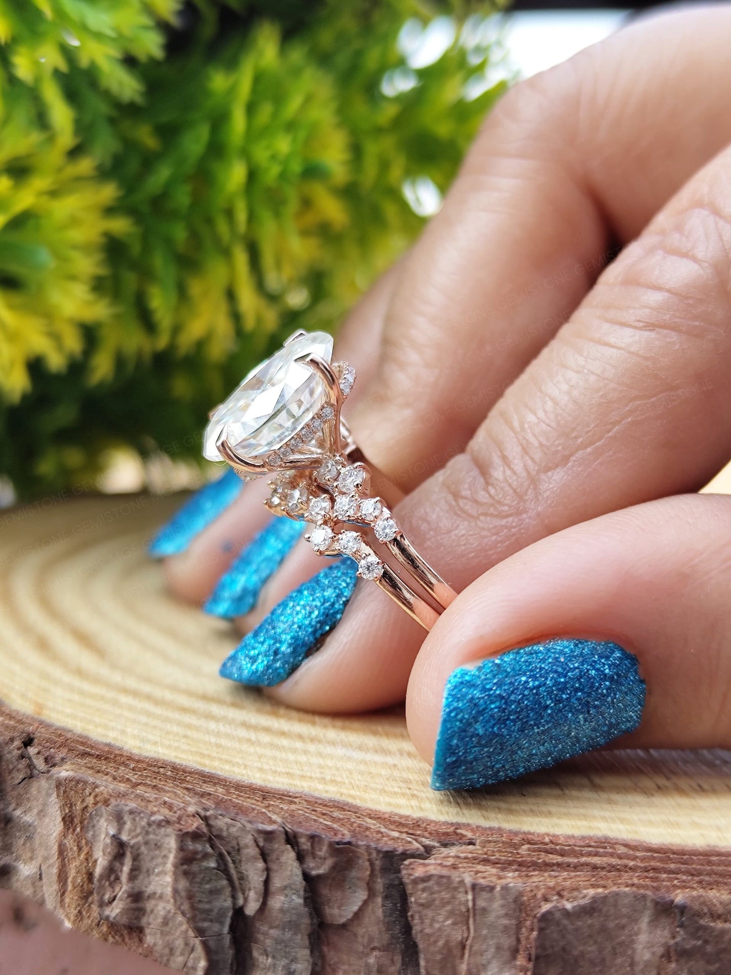 4.5 CT Oval Cut Moissanite Wedding Bridal Ring Set For Her