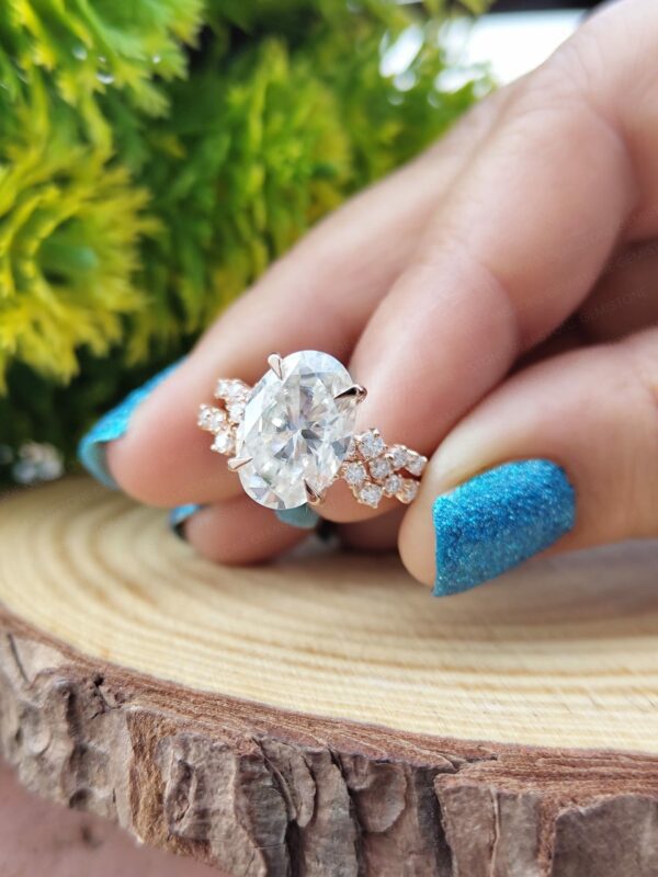 4.5 CT Oval Cut Moissanite Wedding Bridal Ring Set For Her