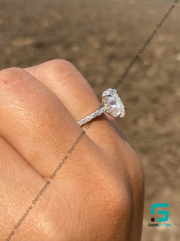 3 CT Oval Cut Moissanite Hidden Halo Simone Biles Engagement Ring