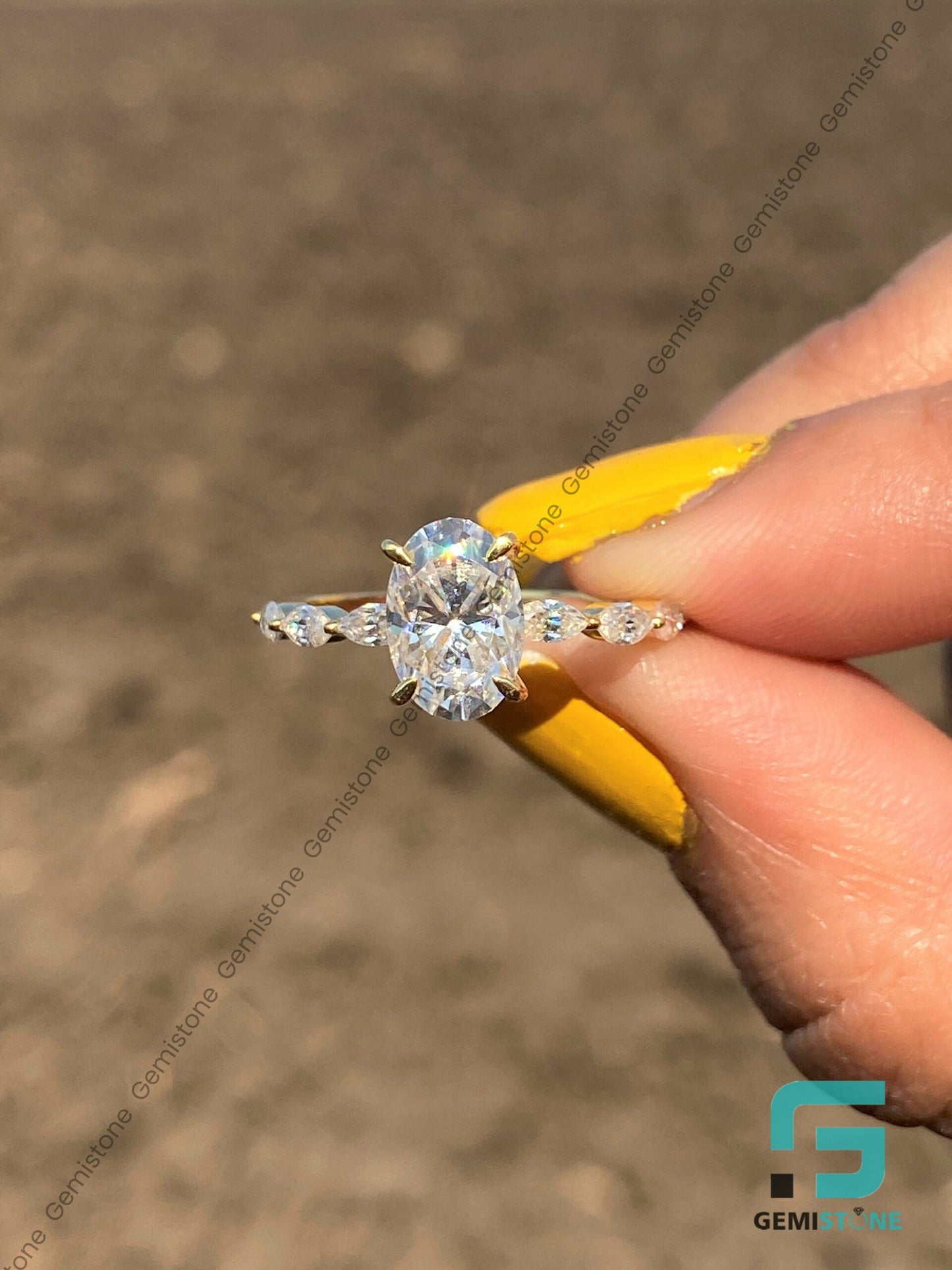 Vintage Oval & Marquise Cut Moissanite Engagement Ring