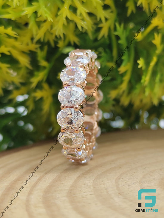 Womens Wedding Moissanite Diamond Oval Eternity Band