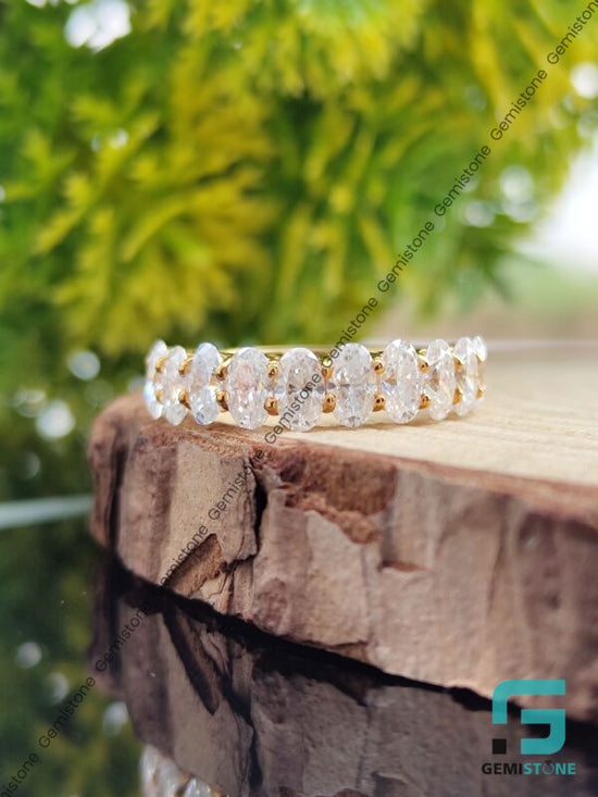 3.40 TCW Half Eternity Oval Cut Moissanite Wedding Band