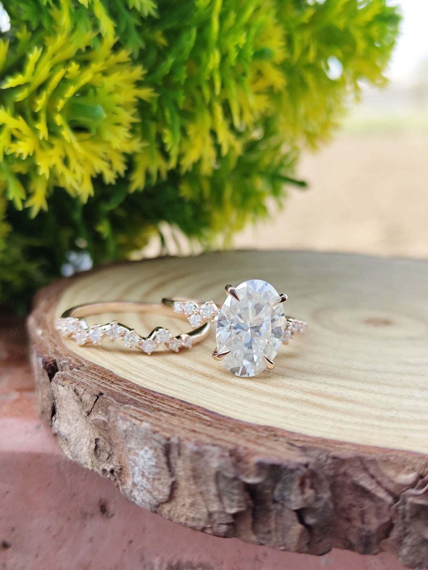 4.5 CT Oval Cut Moissanite Wedding Bridal Ring Set For Her