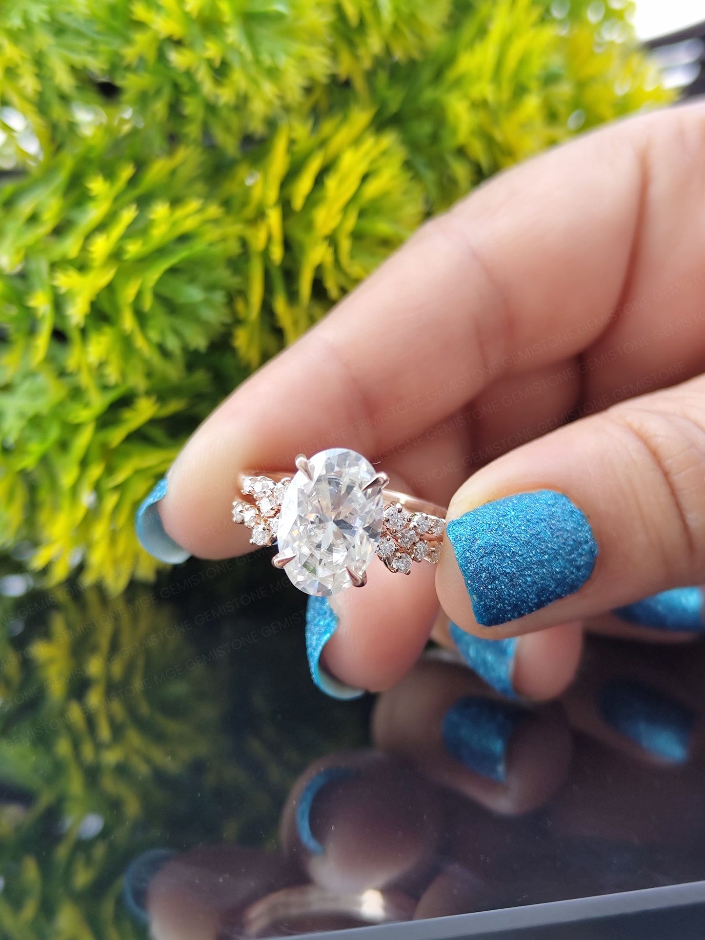 4.5 CT Oval Cut Moissanite Wedding Bridal Ring Set For Her