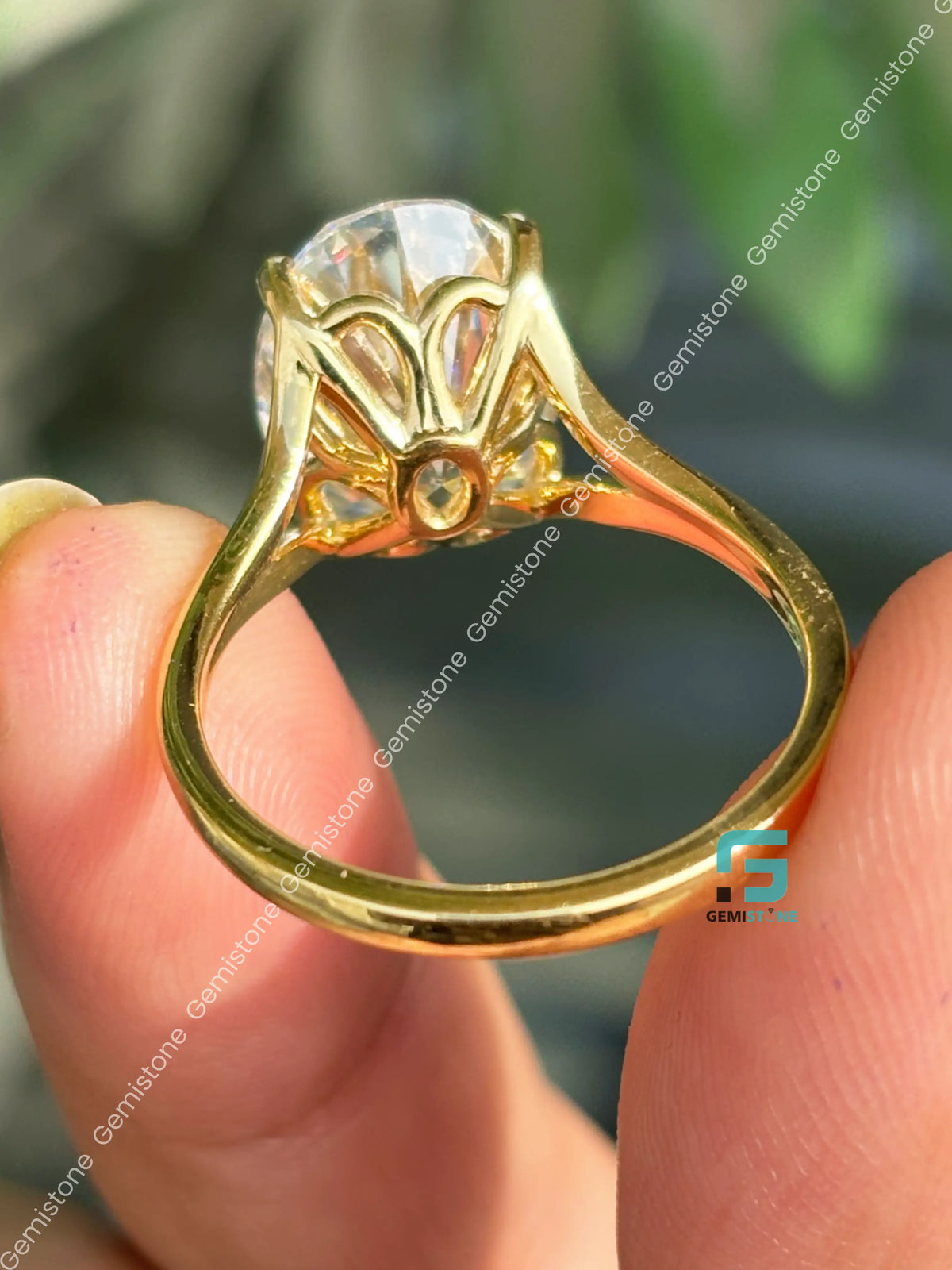 6CT Oval Cut Split Shank Moissanite Tulip Set Ring For Women