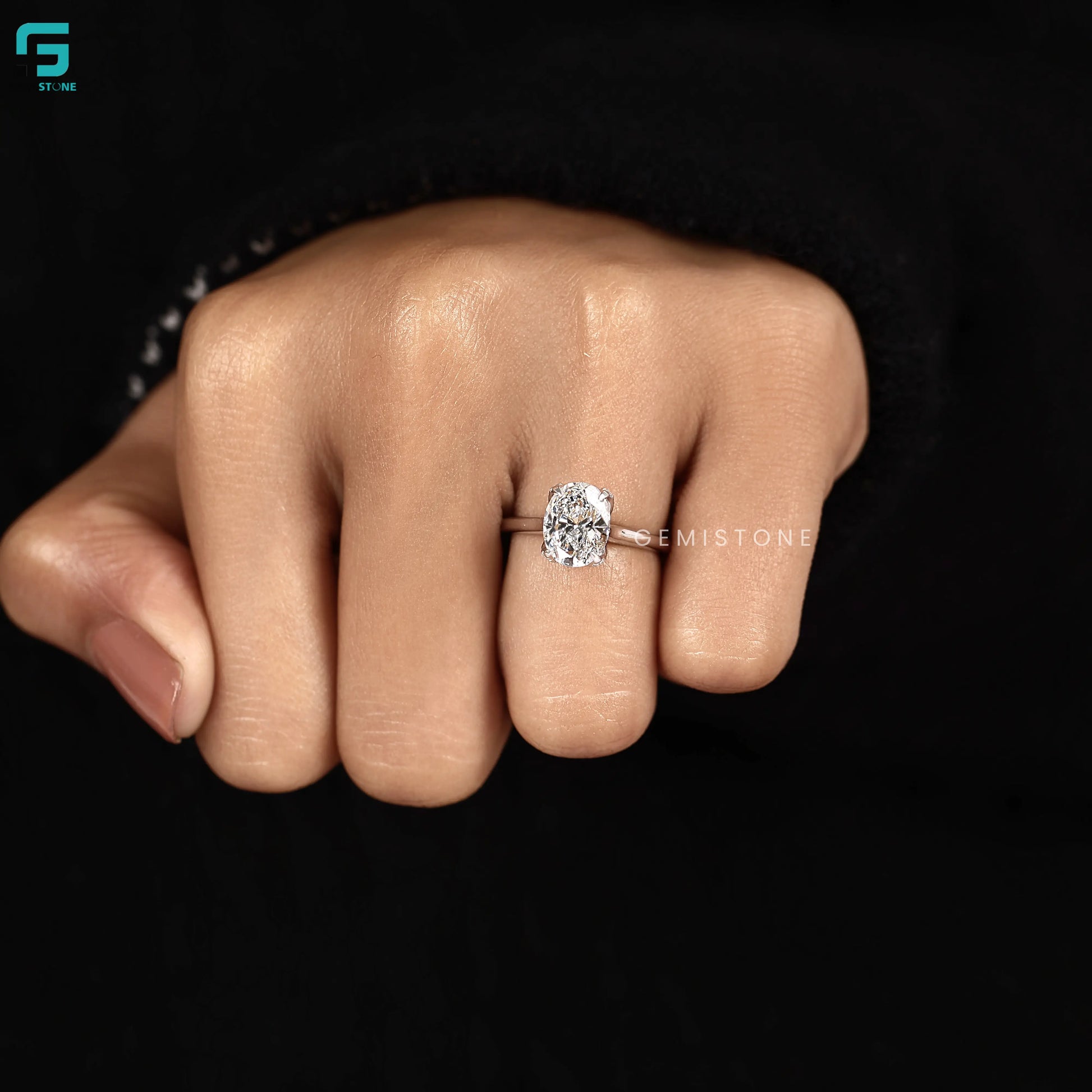 Oval Bridge Pave Lab Diamond Ring