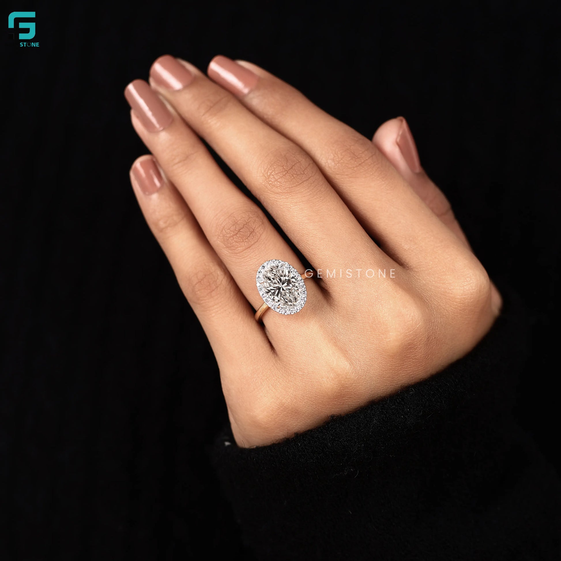 Oval Cut Lab Diamond Halo Ring 