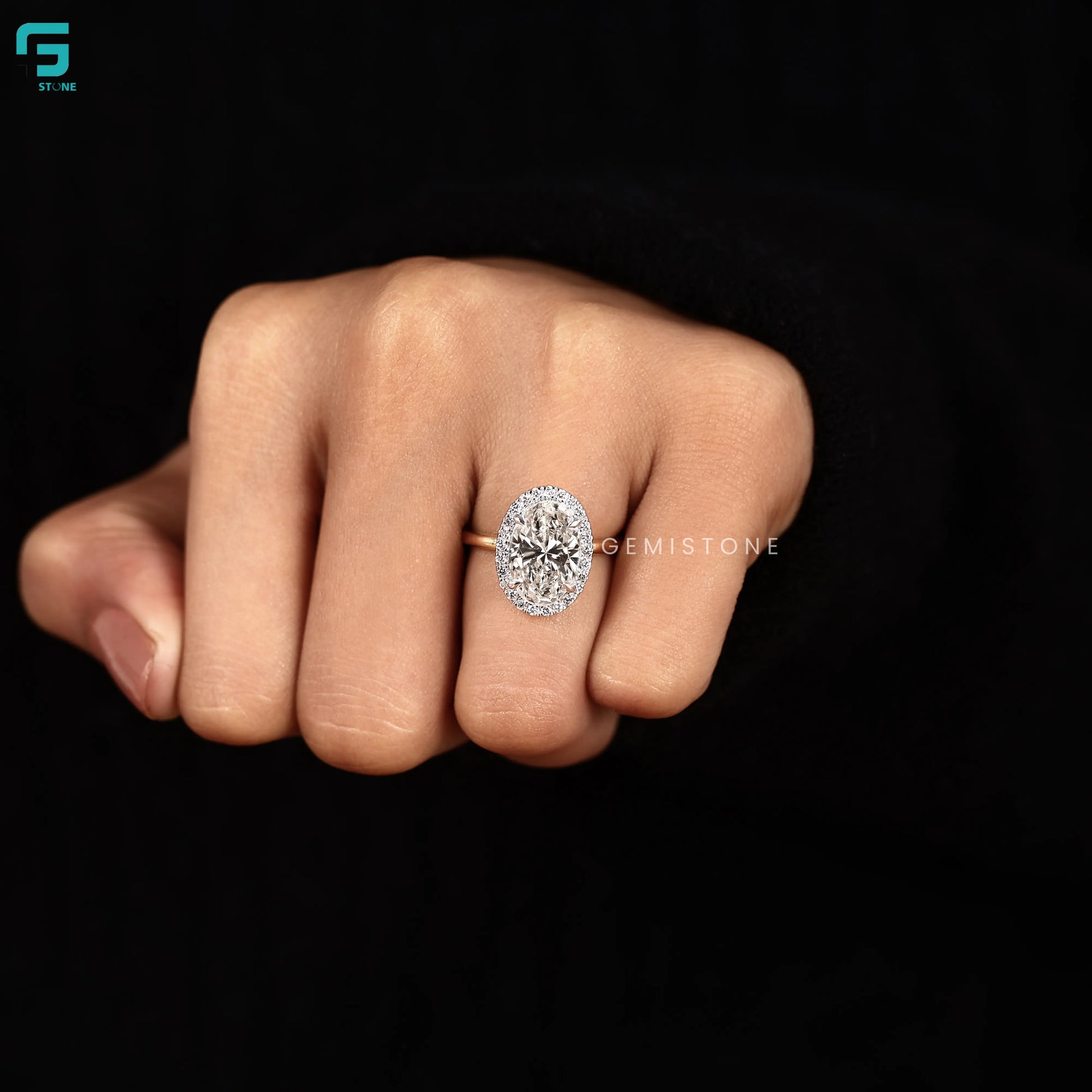 Oval Cut Lab Diamond Halo Ring For Women