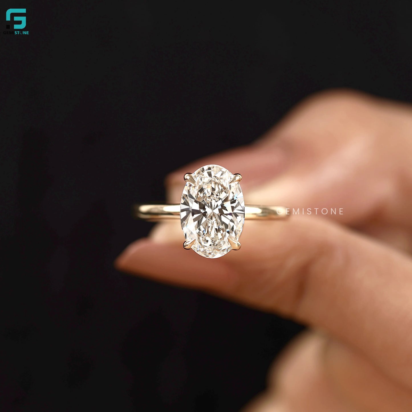 Oval Diamond Ring Lab Diamond Solitaire Ring for Proposal