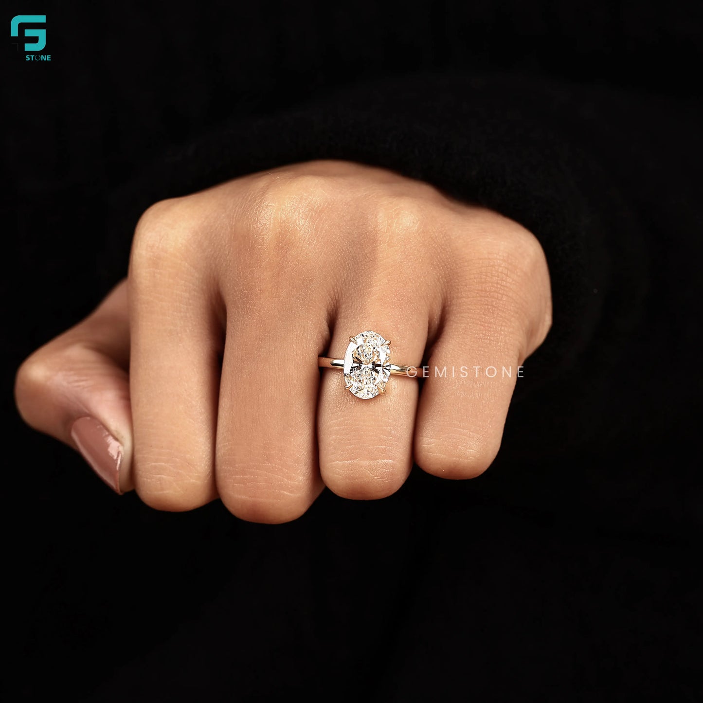 Oval Diamond Ring Lab Diamond Solitaire Ring for Proposal For Women