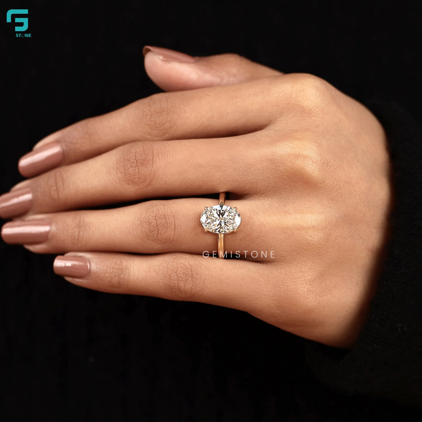 Oval Diamond Ring Lab Grown Diamond Solitaire Ring for Proposal