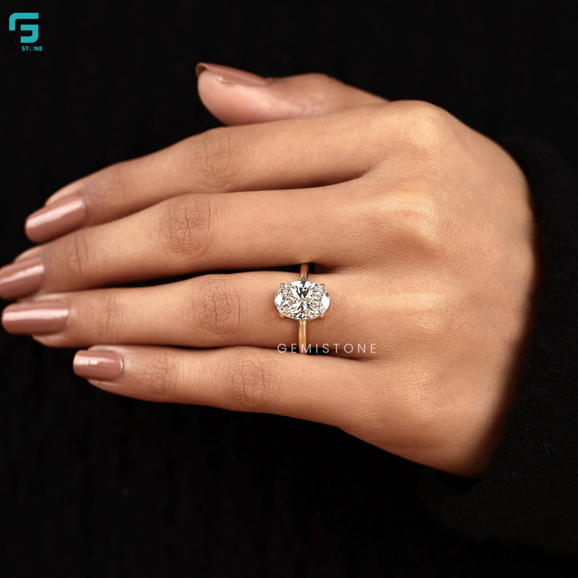 Oval Diamond Ring Lab Grown Diamond Solitaire Ring for Proposal