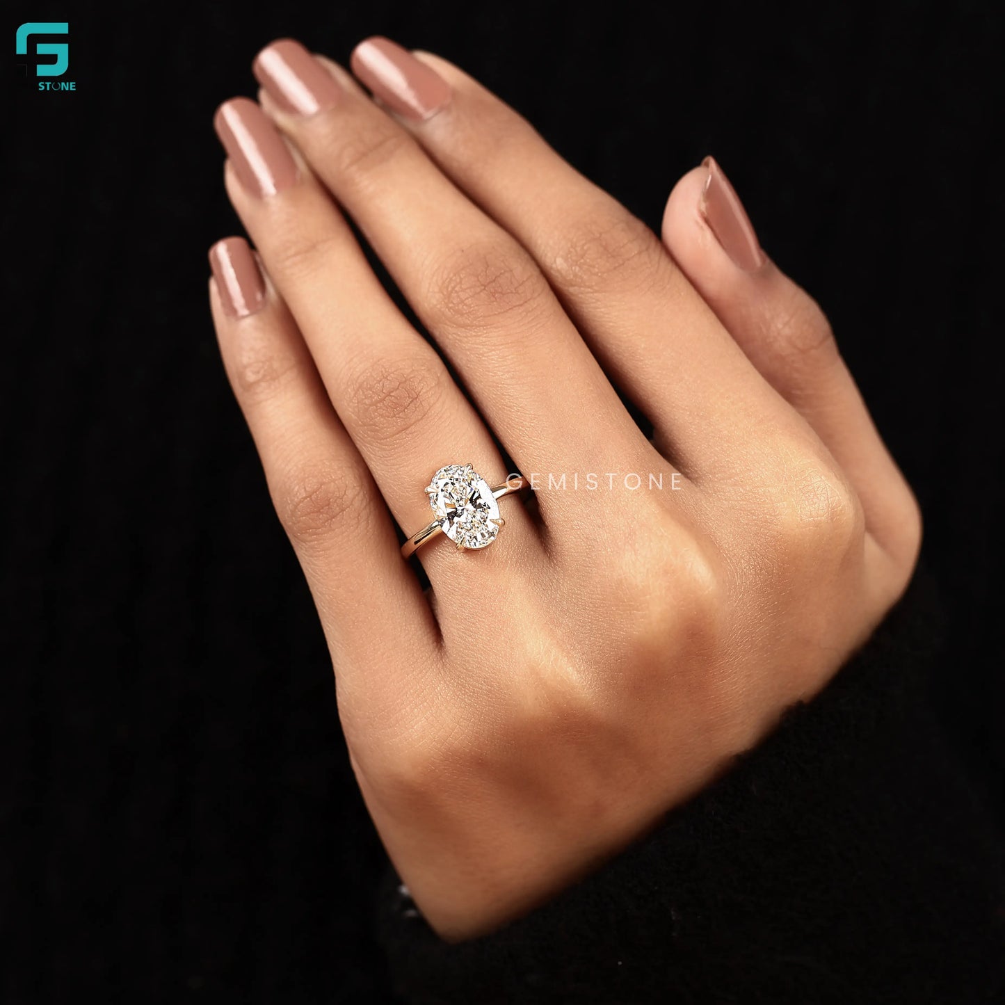 Oval Diamond Ring Lab Grown Diamond Solitaire Ring for Proposal For Women