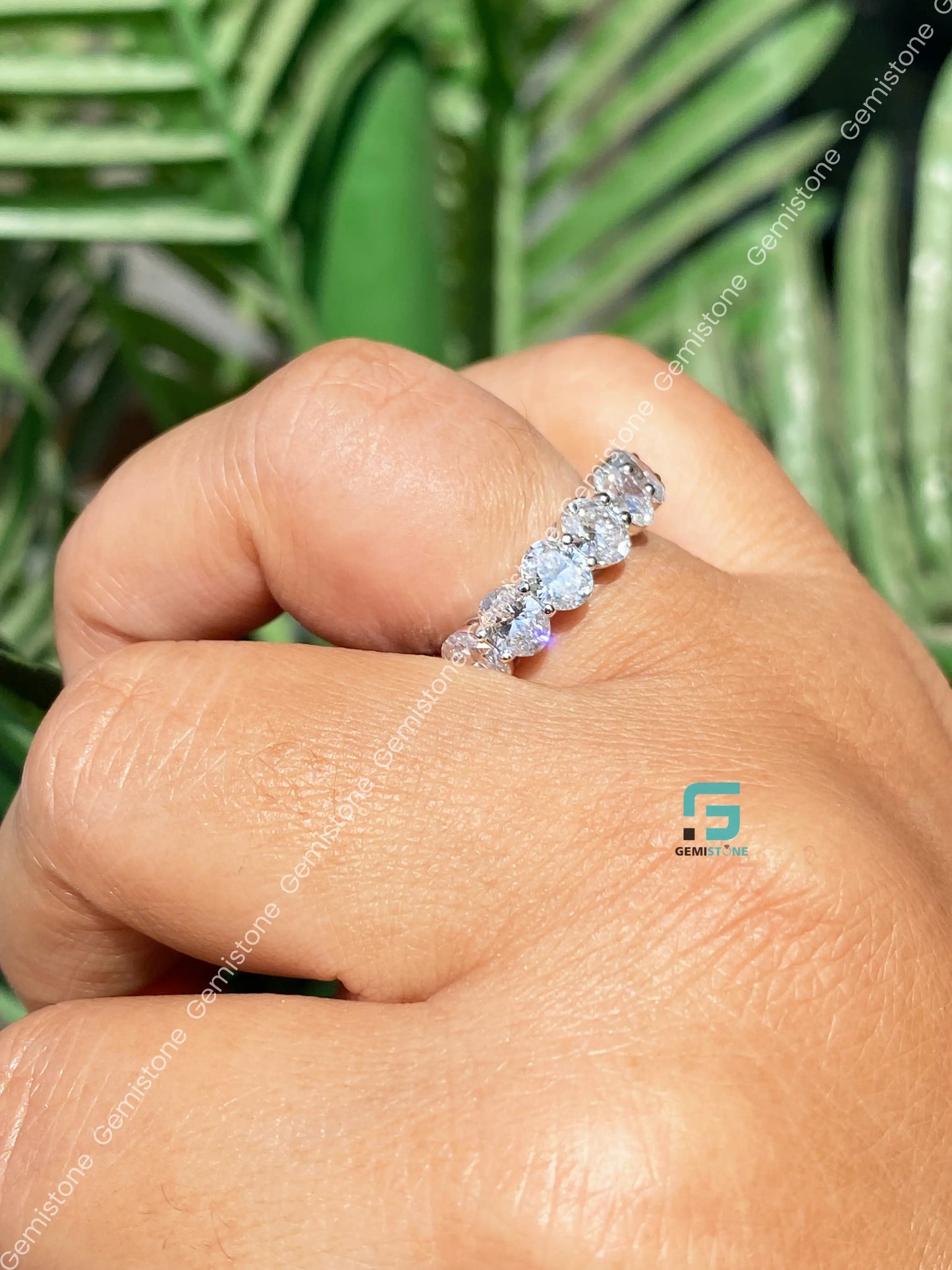 Oval Full Eternity Moissanite Wedding Band For Women