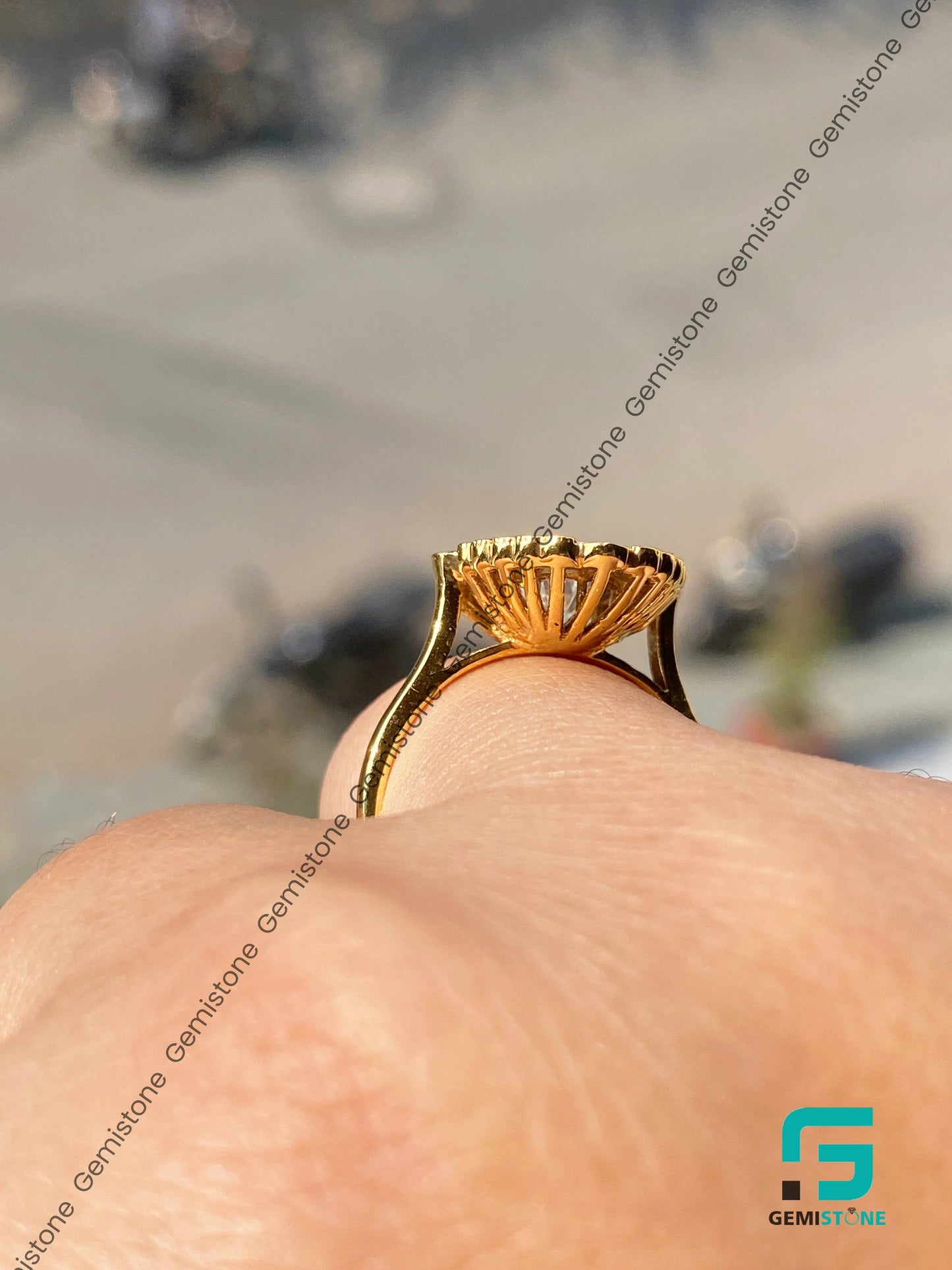 Oval Halo Mosaic Moisasnite Proposal Ring