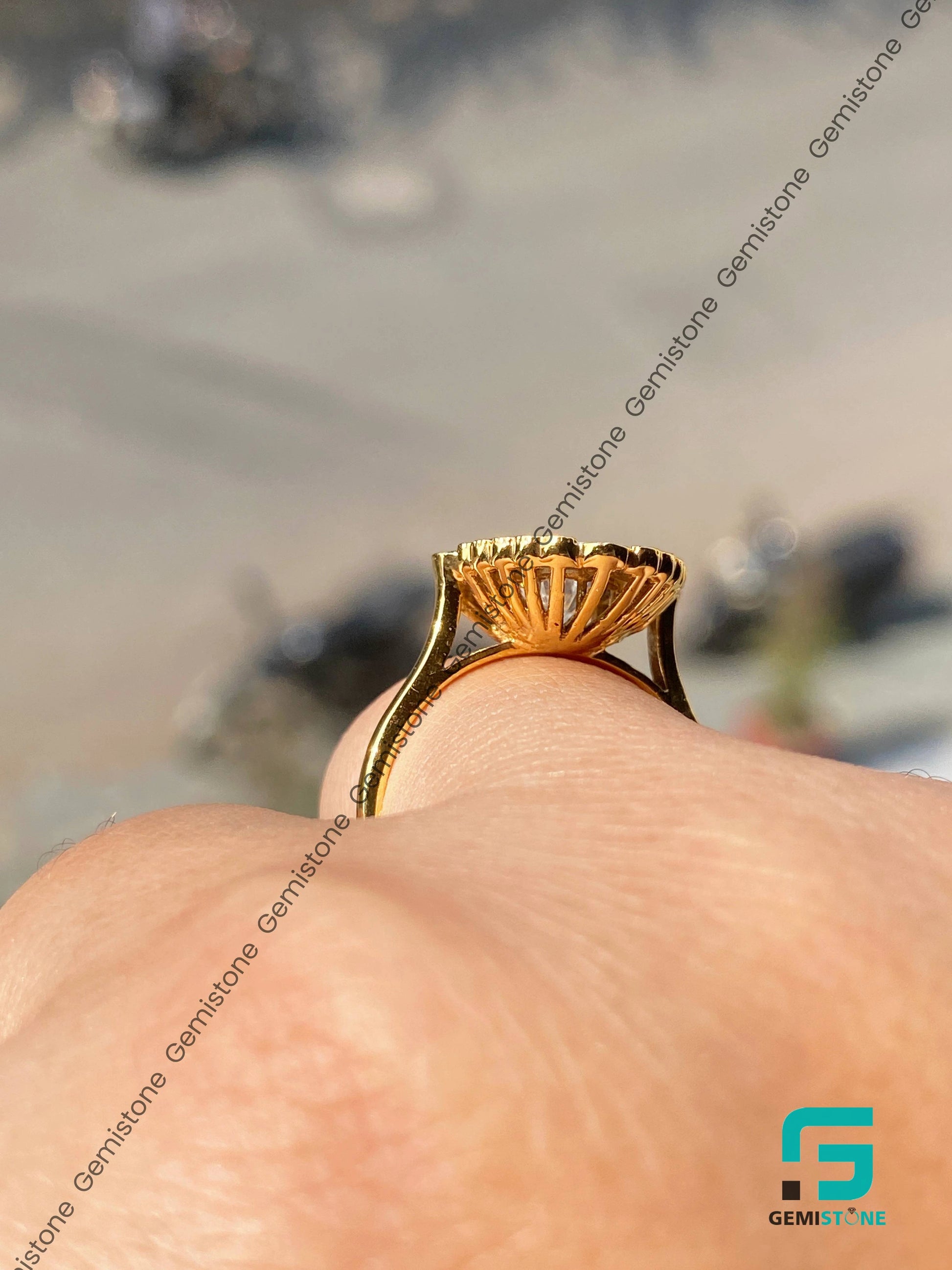 Oval Halo Mosaic Moisasnite Proposal Ring