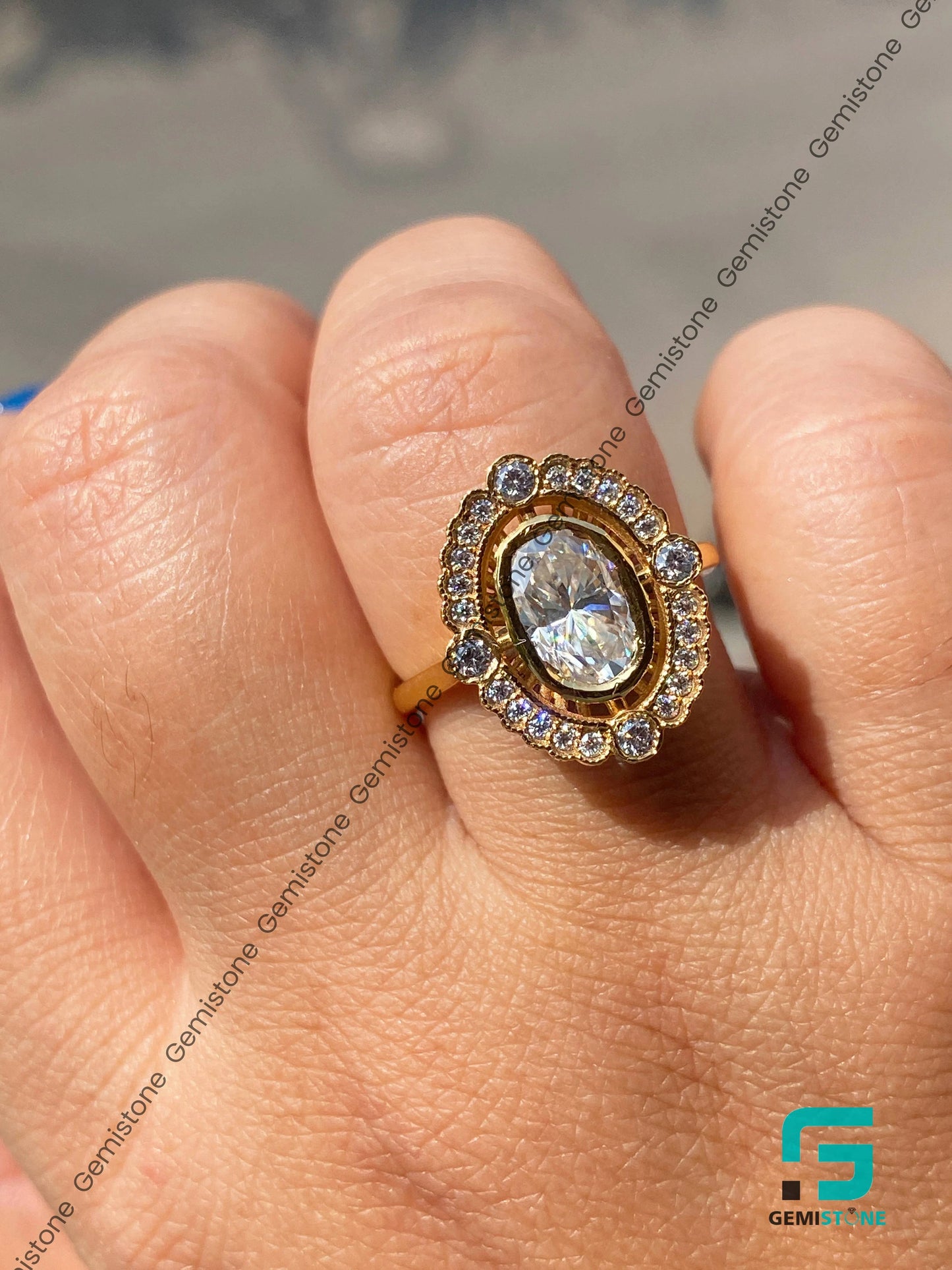 Oval Halo Mosaic Ring For Her