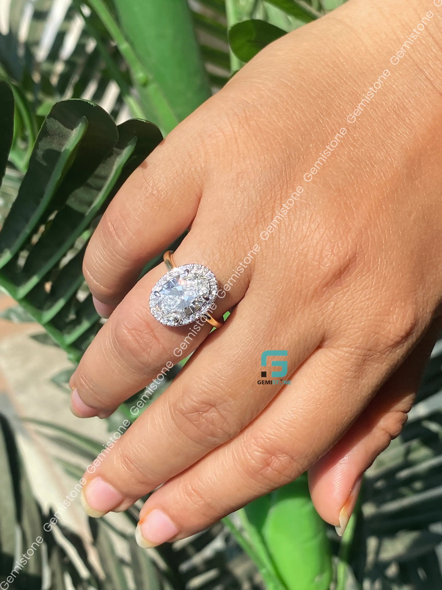 Oval Moissanite Halo Bridal Ring