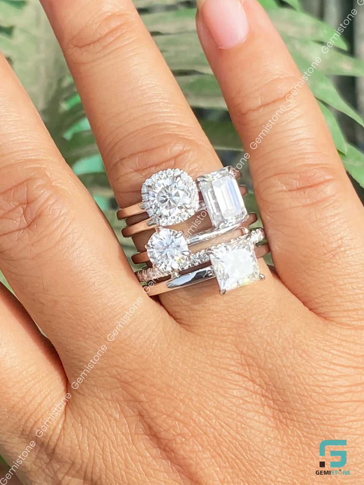 Oval Multi Shape Moissanite Diamond Wedding Ring 