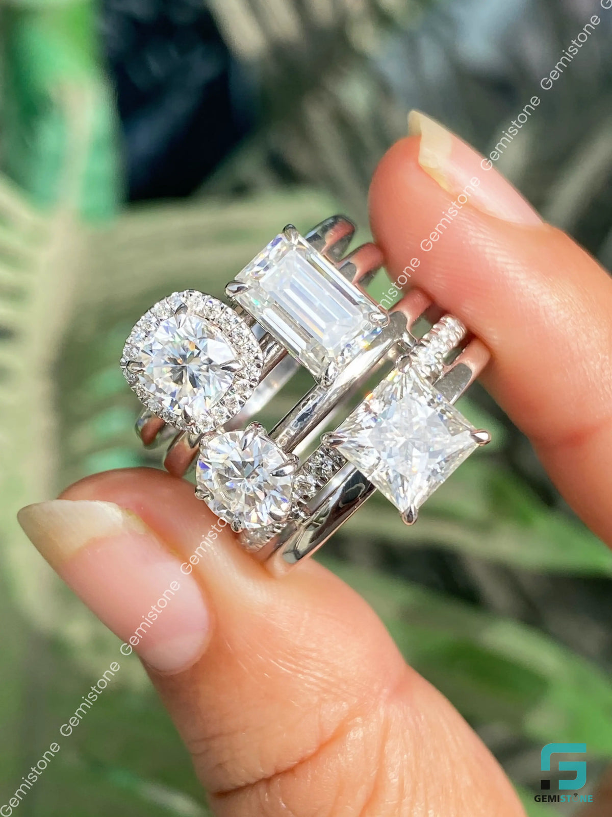 Oval Multi Shape Moissanite Diamond Wedding Ring For Women