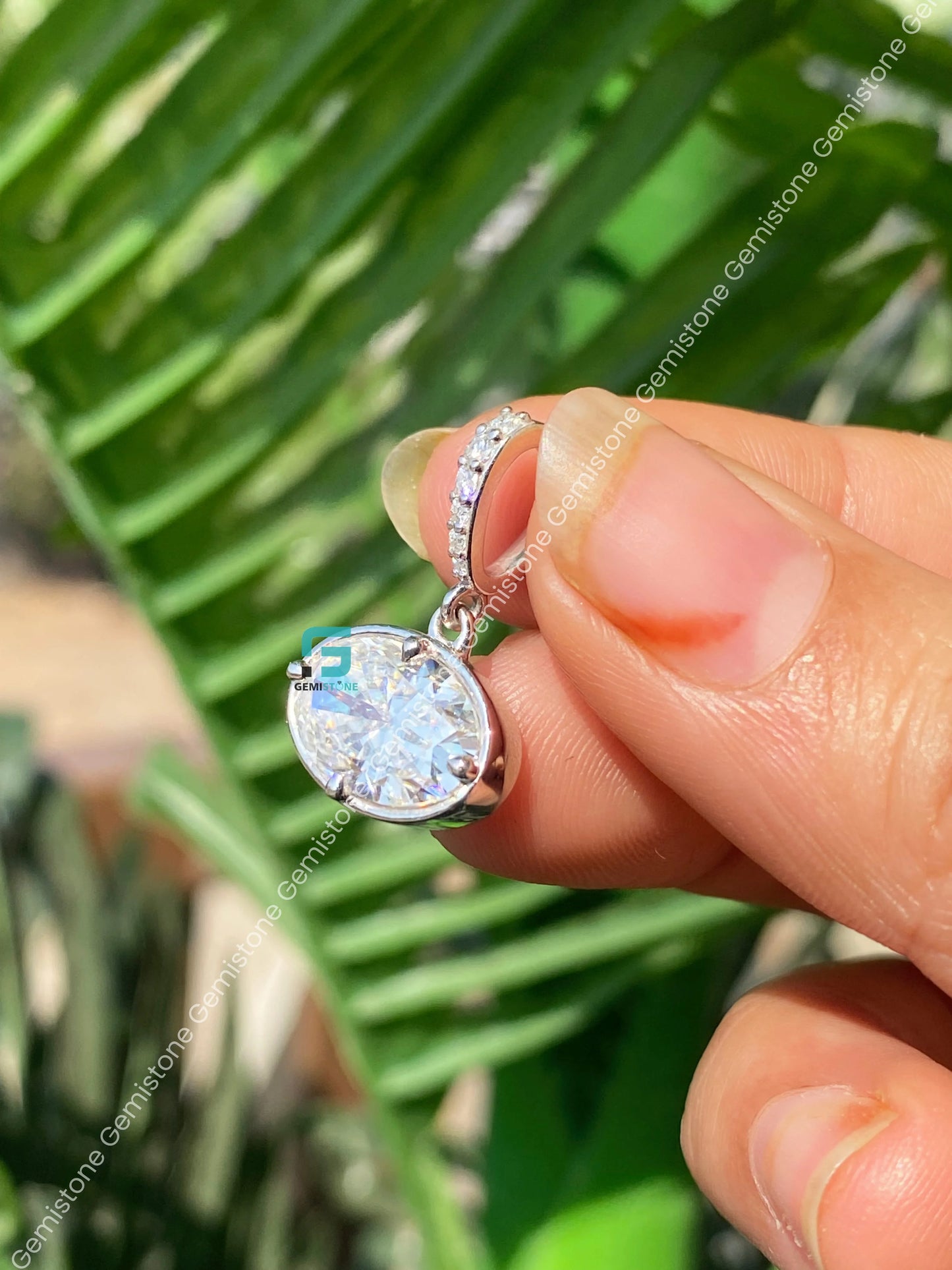 Moissanite Oval Bezel Set Pendant