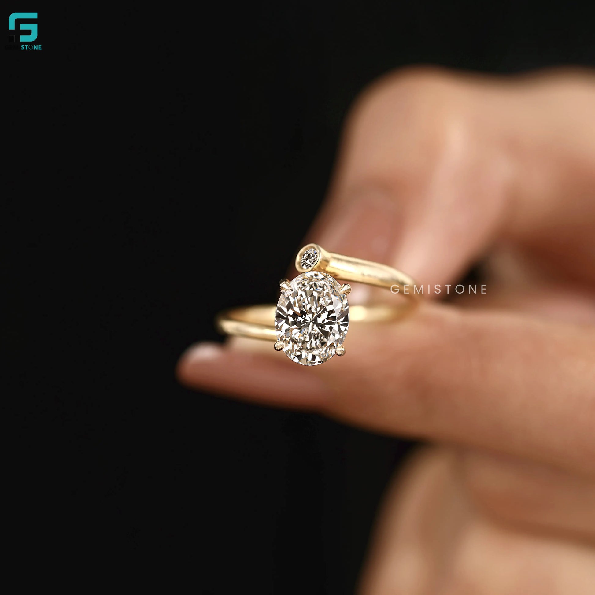 Oval Round Swirl Bypass Lab Diamond Ring