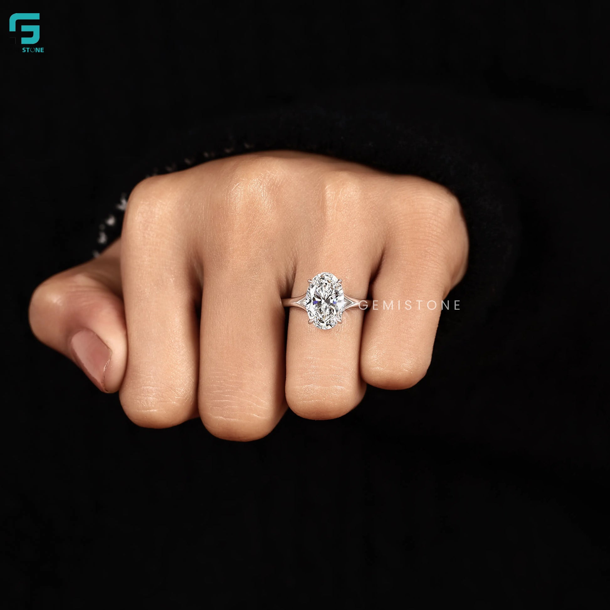 Oval Split Shank Lab Grown Diamond Ring