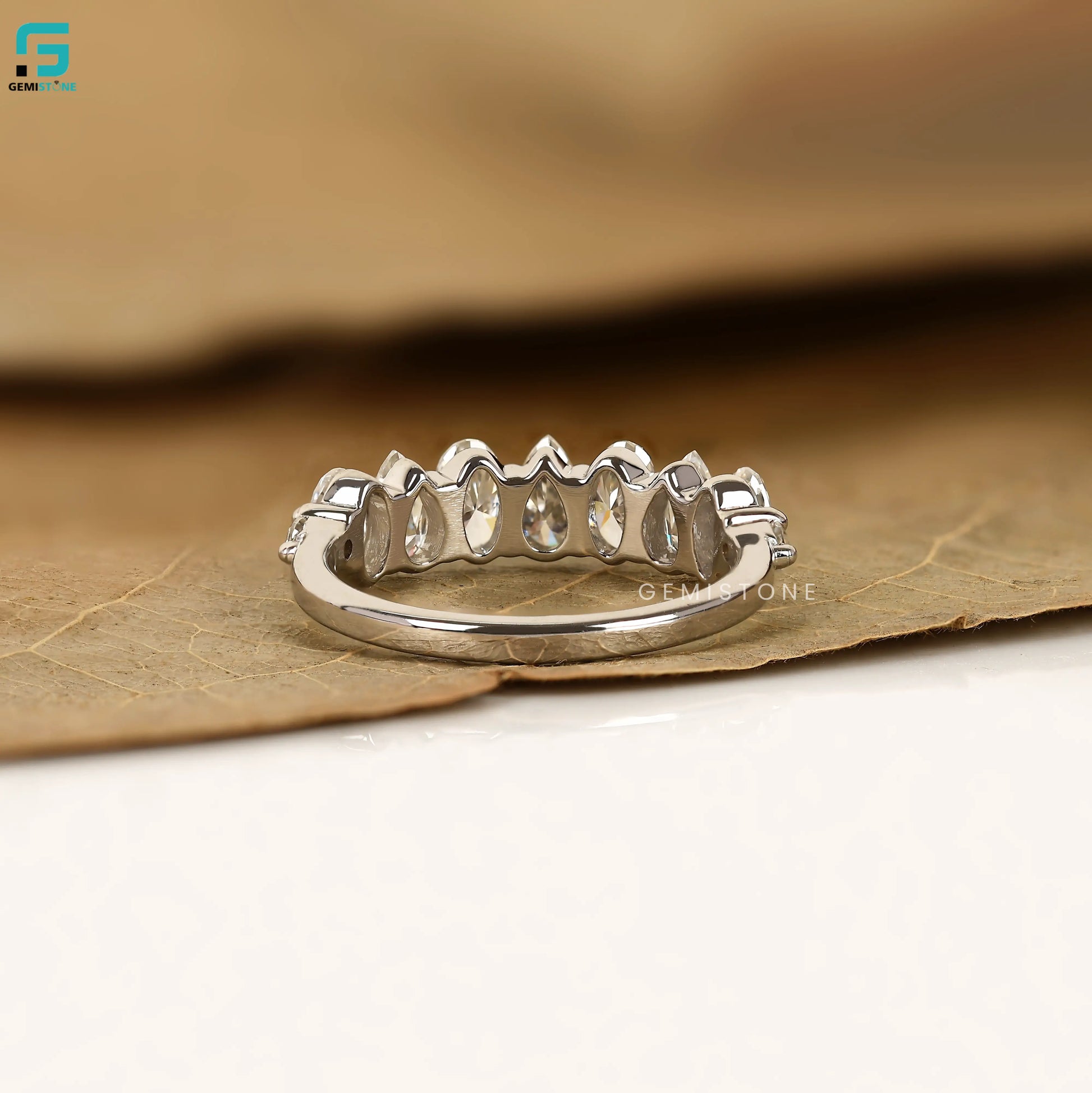Oval_ Pear Half Eternity Band For Women