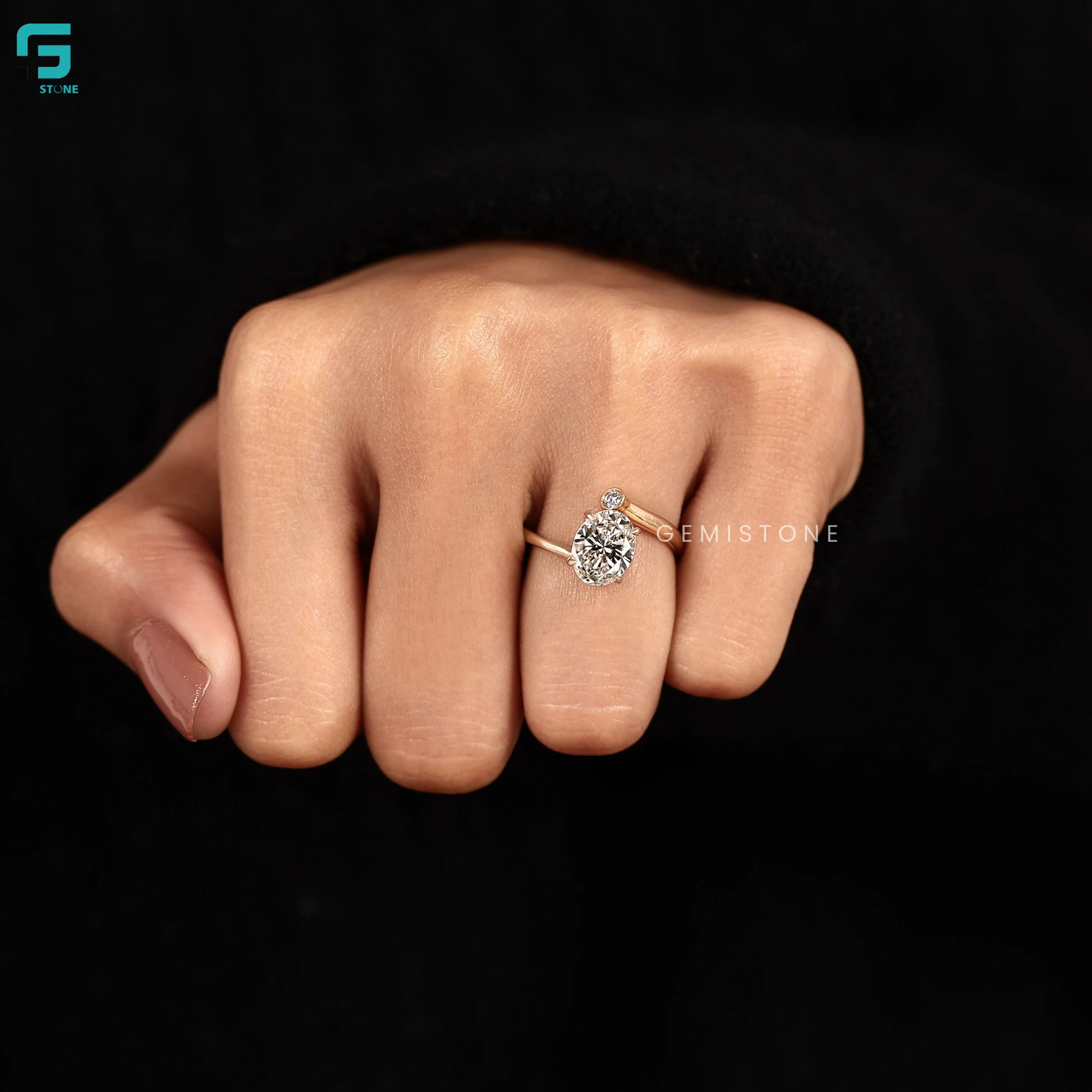 Oval_ Round Swirl Bypass Lab Diamond Ring For Women