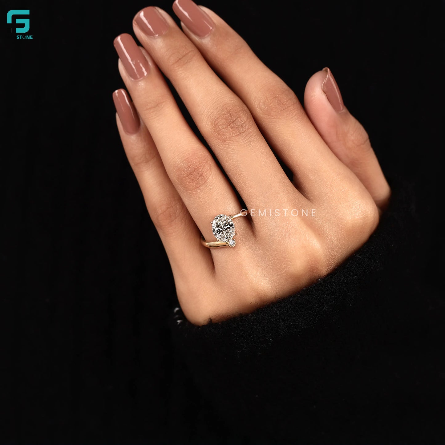 Oval_ Round Swirl Bypass Two Diamond Ring For Women