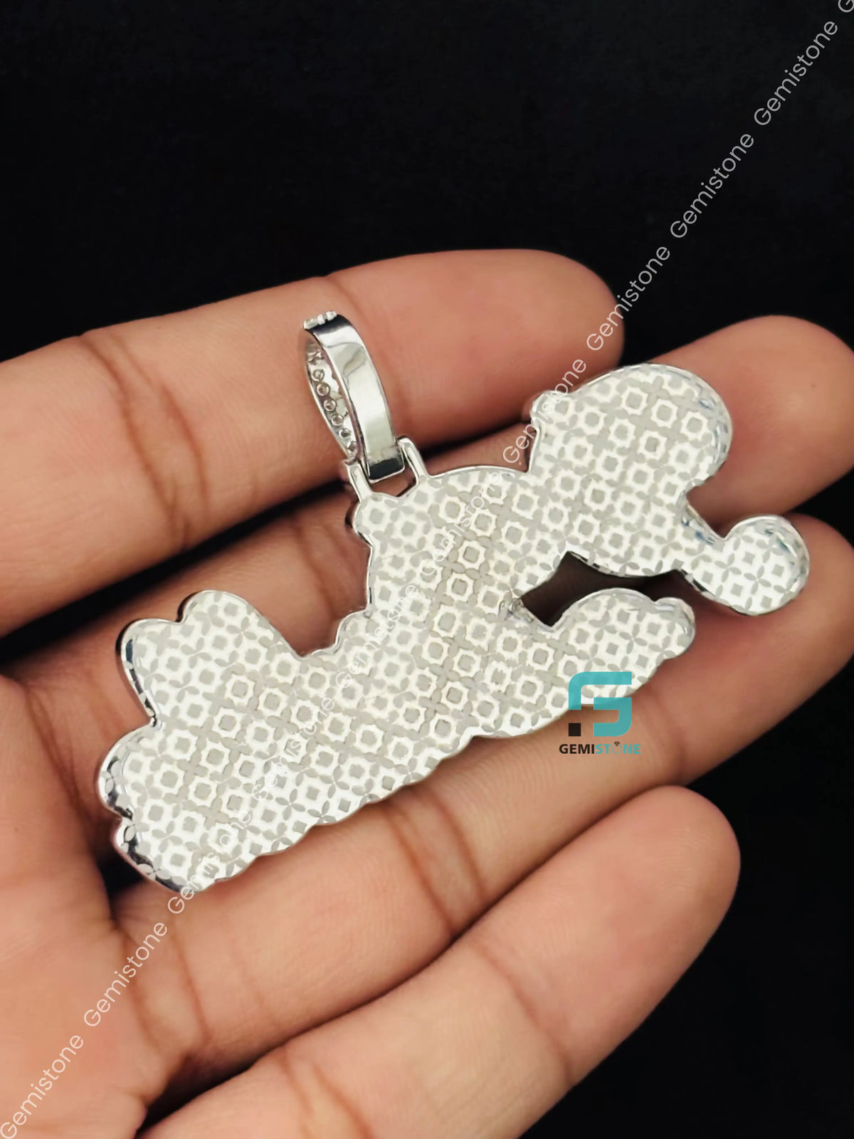 925 Silver Bust Down Moissanite Custom Letter Horizontal Pendant
