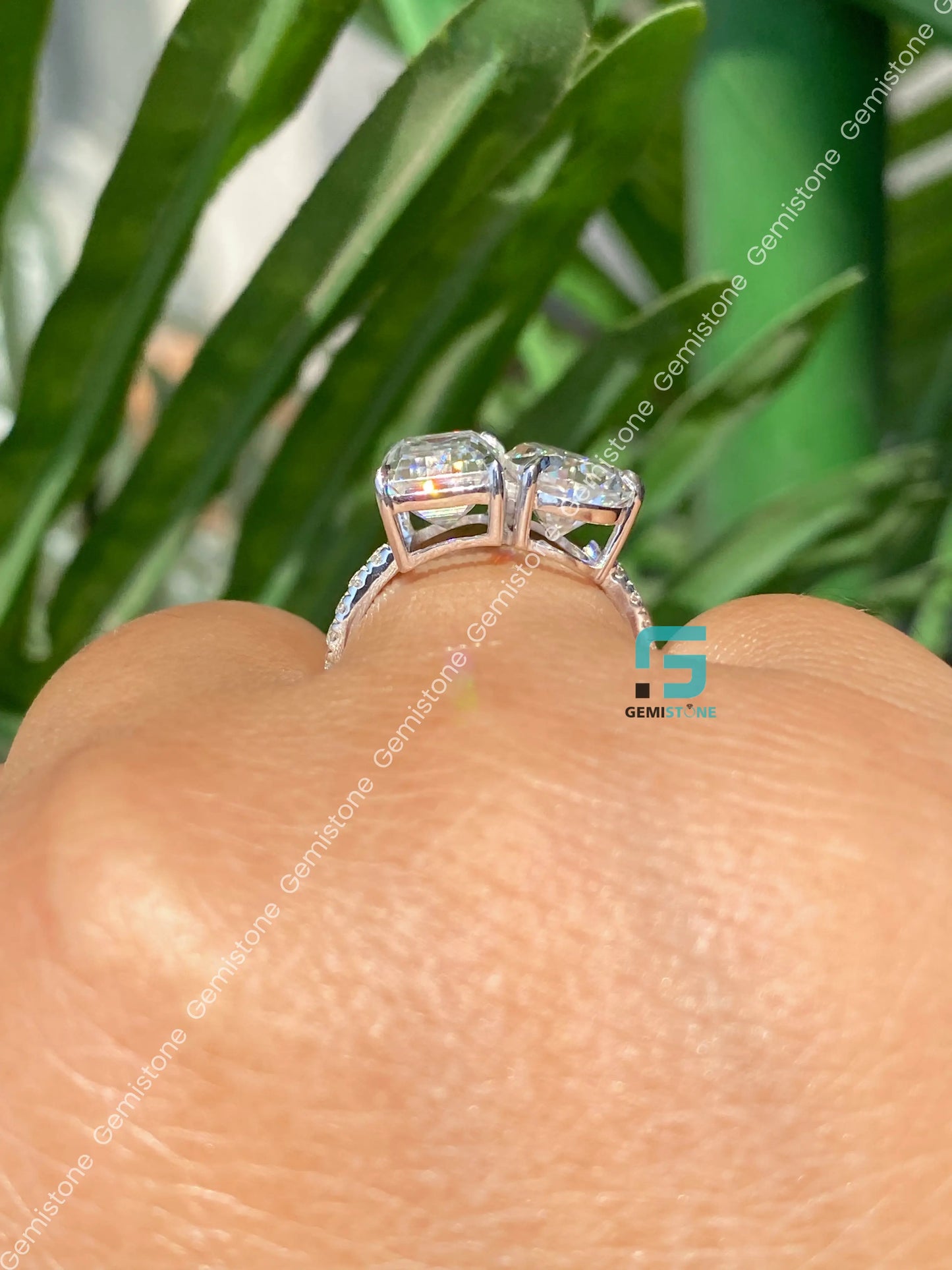 Pave Set Toi Et Moi Wedding Ring For Her